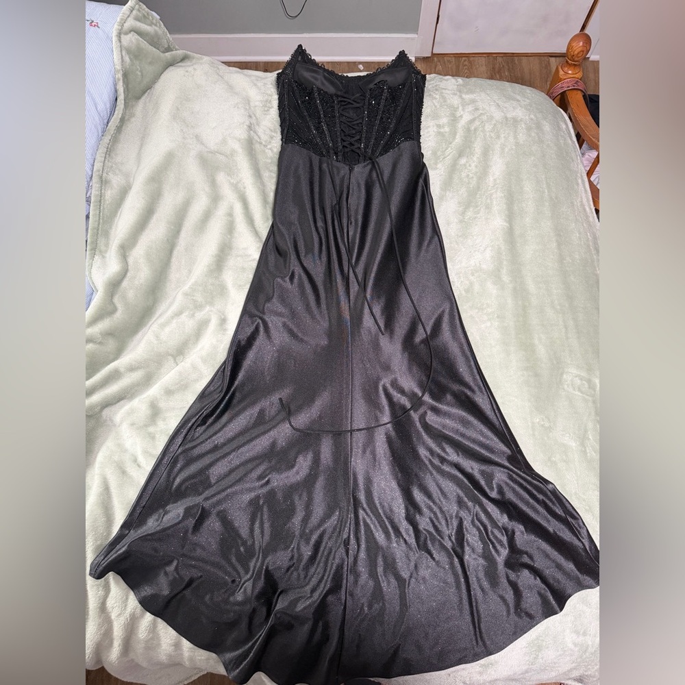 Chic Black Satin Dress